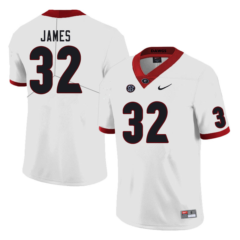 Men #32 Ty James Georgia Bulldogs College Football Jerseys Sale-White - Click Image to Close